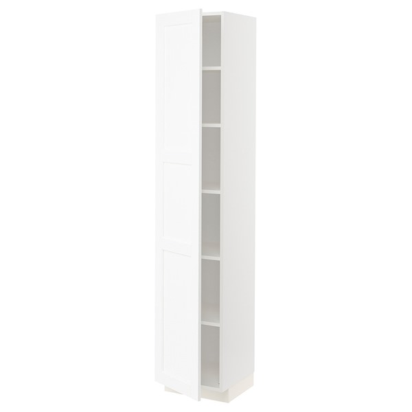 [IKEA/イケア/通販]METOD メトードハイキャビネット 棚板付き, ホワイト エンコーピング/ホワイト 木目調,40x41x200 cm[4](49474064)