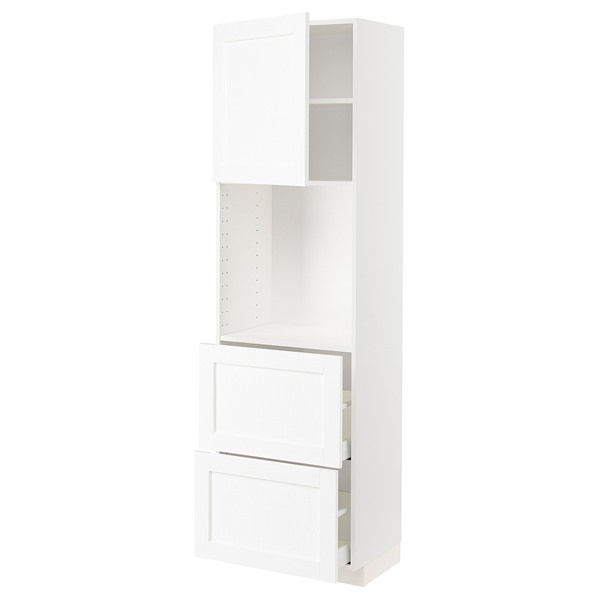 [IKEA/イケア/通販]METOD メトード / MAXIMERA マキシメーラハイキャビネット 棚板/引き出し2個付き, ホワイト エンコーピング/ホワイト 木目調,60x41x200 cm[6](69474162)