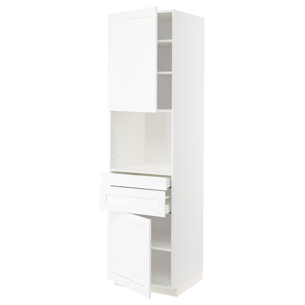 [IKEA/イケア/通販]METOD メトード / MAXIMERA マキシメーラハイキャビネット 電子レンジ用 引き出し2個/扉2枚付き, ホワイト/レルヒッタン ブラックステイン,60x60x220 cm[9](79471064)