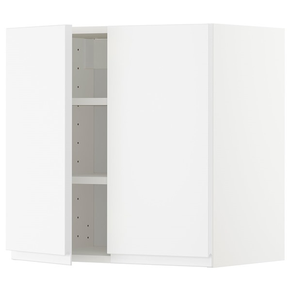 [IKEA/イケア/通販]METOD メトードウォールキャビネット 棚板/扉2枚付き, ホワイト/ヴォックストルプ マットホワイト,60x37x60 cm[4](89450848)