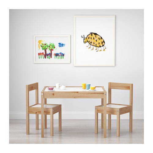 【IKEA/イケア/通販】Lamp;Auml;TTレット子供用テーブルチェア2脚付,ホワイト,パイン材(f)(10178413)