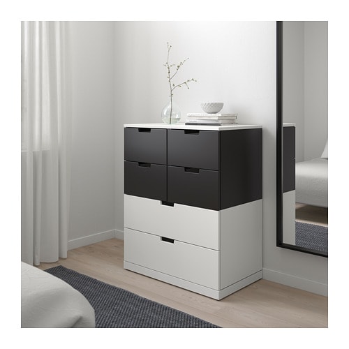 [IKEA/イケア/通販]NORDLI ノールドリ チェスト(引き出し×6), ホワイト/チャコール[4](a)(19211762) [3]