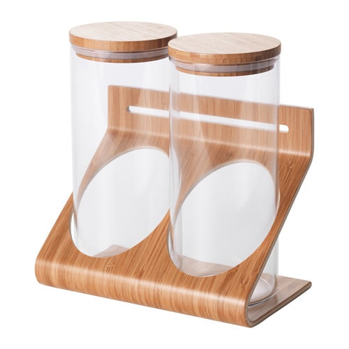 【IKEA/イケア/通販】 RIMFORSA リムフォルサ ホルダー 容器付き, ガラス, 竹(f)(90282081)