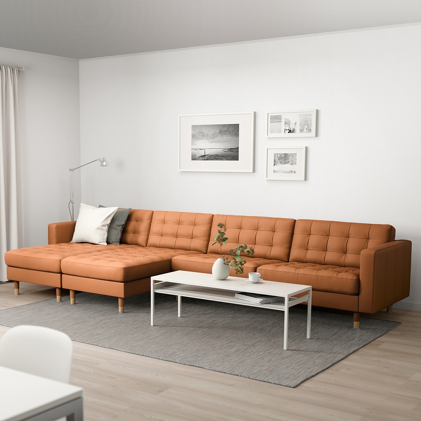 [IKEA/イケア/通販]LANDSKRONA ランズクローナ 5人掛けソファ, 寝椅子付き/グラン/ボームスタード ゴールデンブラウン/ウッド[6](a)(59269157)