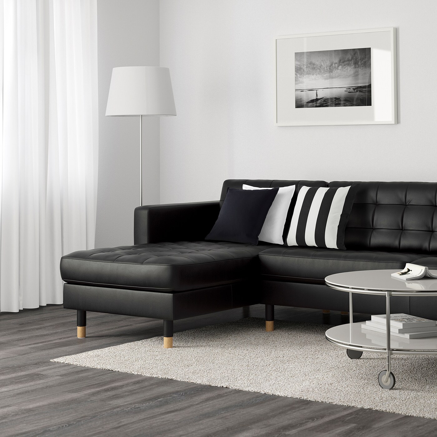 [IKEA/イケア/通販]LANDSKRONA ランズクローナ 5人掛けソファ, 寝椅子付き/グラン/ボームスタード ブラック/ウッド[6](a)(39046200)