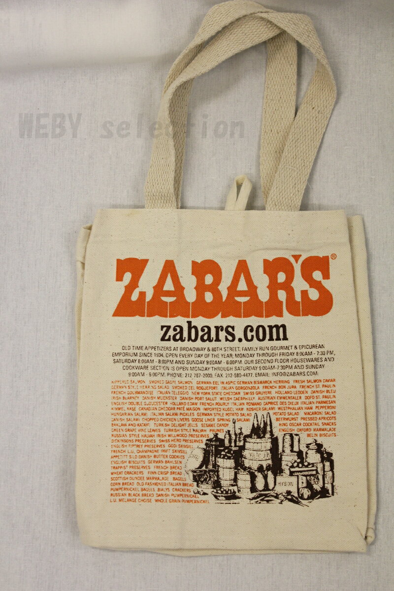 【ZABAR'S】Zabar's Canvas Imprinted Tote Bag small（ゼイバーズ　ZABAR'S　キャンバストートバッグS　スモール　）