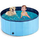 プール 子供用プール 犬用プール ペット用 バスプール 頑丈設計 折り畳み式 収納便利 排水キャップ付 空気入れ不要 屋内用 お庭用 水遊び 直径120x高さ40cm(ブルー)