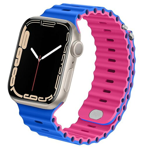 バンド コンパチブル アップルウォッチ バンド 41mm 40mm 38mm, 防水シリコンスポーツストラップ コンパチブル iWatch バンド シリーズ SE 9 8 7 6 5 4 3 2 1(青/ピンク) バンド コンパチブル アップルウォッチ バンド 41mm 40mm 38mm, 防水シリコンスポーツストラップ コンパチブル iWatch バンド シリーズ SE 9 8 7 6 5 4 3 2 1(青/ピンク)