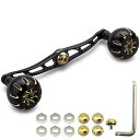 130mm リール ハンドル 35mmノブ搭載 シマノ ダイワ アブガルシア 通用 ベイトリール 用 Chrysant Series (ブラック(ハンドル)&ブラック/ゴールド(ノブ)) (736)(4)