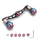 V2.0 90mm/105mm/115mm ベイト リール ハンドル シマノ(shimano) ダイワ(daiwa) アブガルシア(abu) 通用 ベイトリール 用 航空アルミ製 Aurora Series (V2.0-90mm - ブラック&桜ピン
