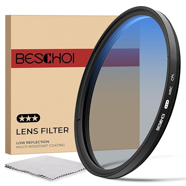 58mm PLフィルター 円偏光フィルター HD光学ガラス 30層ナノコーティング偏光フィルム コントラスト強調 反射除去 グレア低減 超薄型レンズフィルター