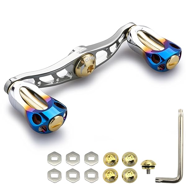 88/90/115mm リール ハンドル 22mm ノブ搭載 シマノ(SHIMANO) ダイワ(DAIWA) アブ(Abu) 通用 ベイトリール 用 Aurora Series (88mm - ガンメタル＆ゴールド) (671)