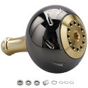45mm パワー リール ハンドル ノブ 4色 シマノ(Shimano) Bタイプ ダイワ(Daiwa) Lサイズ 通用 Aurora Series (ブラック&ゴールド) (720)
