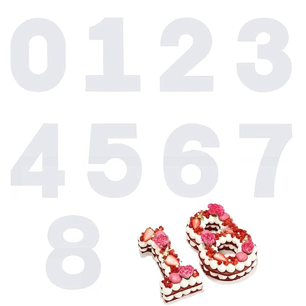 数字ケーキ型 0~8数字ケーキ型 ケーキ型 ケーキの装飾型 ケーキ用 結婚式 誕生日 記念日 セット テンプレート ステンシル用 アラビア数字 (10in)