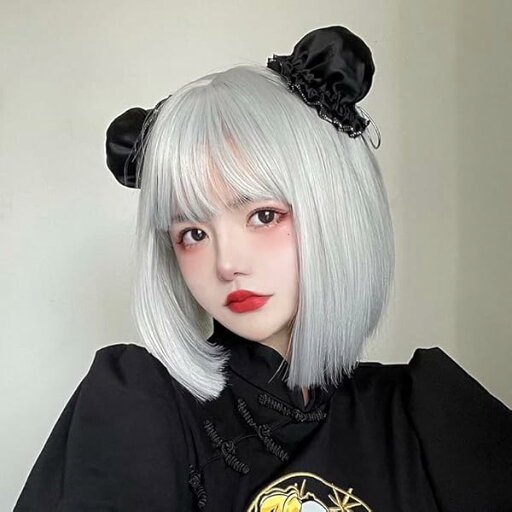 ウィッグ フルウィッグ ショート ボブ カール 耐熱 自然 大人ボブ 小顔 原宿系 ぱっつん前髪 日常 耐熱 (シルバーグレー) ウィッグ フルウィッグ ショート ボブ カール 耐熱 自然 大人ボブ 小顔 原宿系 ぱっつん前髪 日常 耐熱 (シルバーグレー)