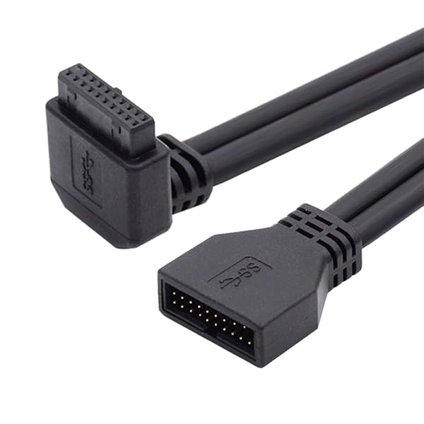 ダウンアングル USB 3.0 20ピン 19ピン オス-メス 延長 5Gbps ケーブル 90度 マザーボードメインボード用