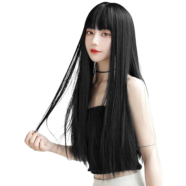 ウィッグ ロング 黒 ストレート 黒髪 フルウィッグ かつら 女性 自然 小顔 人気 耐熱 普段い ネット/櫛付