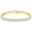KRKC&CO 5mm テニスブレスレット レディース ブレスレット S925シルバー ジルコニア 14金ゴールドメッキ CZダイヤ 腕輪 メンズ ブレス ヒップホップ ジュエリー ブリンブリン 男女兼用 記念日 誕生日 プレゼント 16.5cm