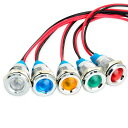 10mm DC 12-24V LED 防水インジケータライト パイロットライトシグナル インジケータ(5色セット)