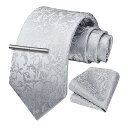 結婚式 ネクタイ メンズ シルバー 花柄 ネクタイ チーフ タイクリップ 3点セット 礼服用 ビジネス 就活 卒業式 プレゼント