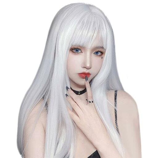 ウィッグ ロング ストレート フルウィッグ 白髪 かつら レディーズ ぱっつん前髪 ホワイト 女装 自然 小顔 簡単着用 耐熱 原宿系 ロリータ 日常(ホワイト) ウィッグ ロング ストレート フルウィッグ 白髪 かつら レディーズ ぱっつん前髪 ホワイト 女装 自然 小顔 簡単着用 耐熱 原宿系 ロリータ 日常(ホワイト)
