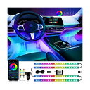 車用LEDテープライト フットライト車 アンビエントライト 足下照明 フルカラー 車内装飾用 RGB 多色切り替え 高輝度12V 音楽同期 アプリコントロール リモコン付き 2in1 72SMD(2)