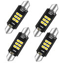 DC9-60V T10 44mm ルームランプ 車内ランプ 無極性 6連 3020SMD トランク/ラゲッジ/マップランプ/ナンバー灯 12V/24V車用 両口金タイプ ホワイト 定電流回路内蔵 4個入り(2)
