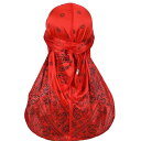 ドゥーラグ 赤 ペイズリー柄 durag 光沢の生地 du-rag 海賊 バンダナ ヒップポップ ダンス ウェーブ キャップ デューラグ hiphop衣装 ダンス衣装 ラッパー ブレイクダンス ダンサー バンダナキャップ 頭髪 頭皮 保護 通気性 レ