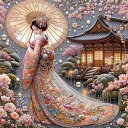 ダイヤモンドアート エレガントな芸者 40X40cm ダイヤモンドペインティング キット モザイクアート 伝統的な日本文化 ビーズアート かわいい 初心者 大人...