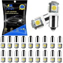BA9S G14 LEDバルブ 5050チップ 5SMD ポジションランプ ホワイト 防水 拡散レンズ ルームランプ ナンバー灯 DC12V車用 20個入り ホワイト(2)