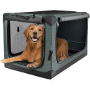 折りたたみペットケージ 犬ケージ 犬用クレート 猫用キャリー・カート 持ち手付き 犬猫兼用 折りたたみ簡単『室内休憩、急な来客時、アウトドア、病院、キャンプに大活躍! 』 (L, ダークグリーン)
