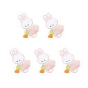ワッペン 女の子 アイロン アップリケ ウサギ リボン ユニコーン かわいい 大きい 小さい 刺繍 (ウサギ-だいこん 5点 セット)