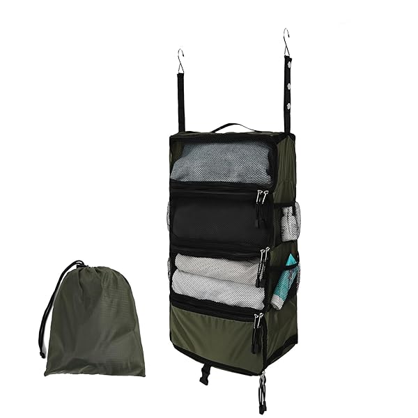 クローゼット吊り下げ収納 衣類ラック 収納ボックス インナーバッグ 吊り下げ 旅行 出張 クローゼット 折り畳み式 省スペース 大容量 衣装ケース オーガナイザー グリーン S