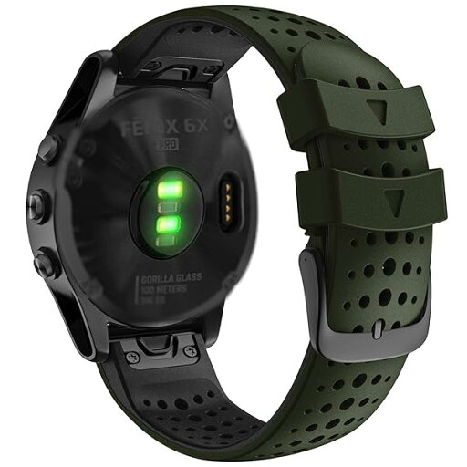 QuickFit 26mm 替えバンド for GARMIN(ガーミン) Fenix 6X バンド 留め金具の多空気穴通気性 シリコン スポーツ バンド アップ対応GARMIN(ガーミン) Fenix 7X/ Fenix 5X / Tactix 7 QuickFit 26mm 替えバンド for GARMIN(ガーミン) Fenix 6X バンド 留め金具の多空気穴通気性 シリコン スポーツ バンド アップ対応GARMIN(ガーミン) Fenix 7X/ Fenix 5X / Tactix 7