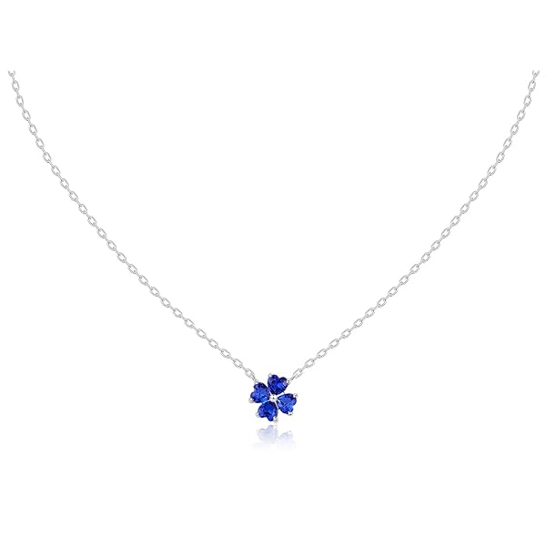 レディライク］シルバー925 ブルー サファイア ハート 四つ葉 ネックレス ERP