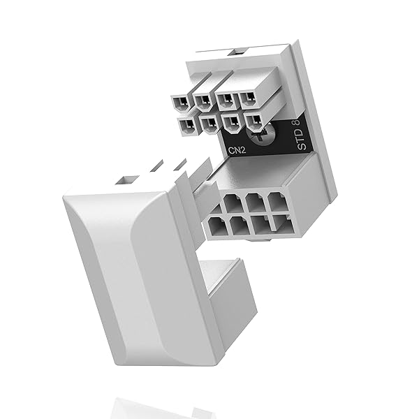 GPU VGA PCIe 8ピン Uターン 180度アングルコネクタ 電源アダプターボード デスクトップグラフィックスカード用 標準タイプ(2パック) - 白
