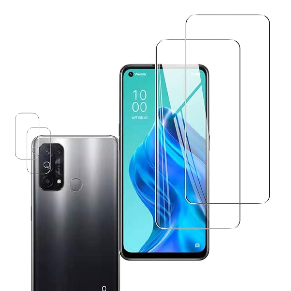 【2+2枚セット- 日本旭硝子素材】対応 OPPO Reno5 A ガラスフィルム (2枚) + レンズ保護フィルム (2枚) Reno5A フィルム さらさら 強化ガラス oppo reno5 a 液晶保護フィルム 【2023強化版】厚さ0.26