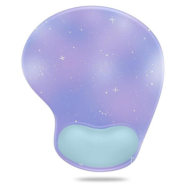 星空パープルマウスパッド リストレスト一体型マウスパッド 低反発リストレス 人間工学 手首クッション 滑り止め 水洗い 耐久性良い