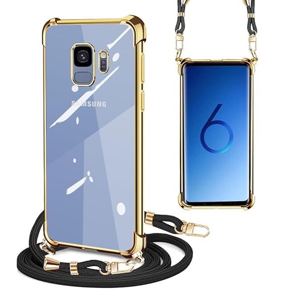 Galaxy S9 ケース クリア ショルダース SC-02K SCV38スマホケース 耐衝撃 ギャラクシーS9ケース Galaxy S9 縄掛けケース肩掛け 斜めかけ 韓国 透明 TPU ストラップ付き 携帯ケース 薄型 軽量 織りストラップ付き