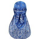 ドゥーラグ 青 ペイズリー柄 durag 光沢の生地 du-rag 海賊 バンダナ ヒップポップ ダンス ウェーブ キャップ デューラグ hiphop衣装 ダンス衣装 ラッパー ブレイクダンス ダンサー バンダナキャップ 頭髪 頭皮 保護 通気性 ブ