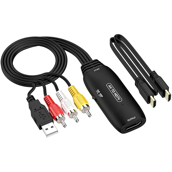 RCA HDMI 変換アダプタ AVケ-プル 3色端子 rca to hdmi 变换 (Wii SNES N64 PS2 VHS VCR DVD対応プレーヤー)に広く適用 720P/1080P 変換