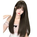 ウィッグ ロング ストレート フルウィッグ 人気 ぱっつん 女装 女性 自然 ファッション 普段用 耐熱 ロングヘア アッシュブラウン(60cm)