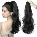 ポニーテール ポイントウィッグ 黒髪 巻き髪 ポニーテールウィッグ クリップ エクステ つけ毛 ロング ヘアワンタッチ ワンタッチエクステ 和装 ブラック