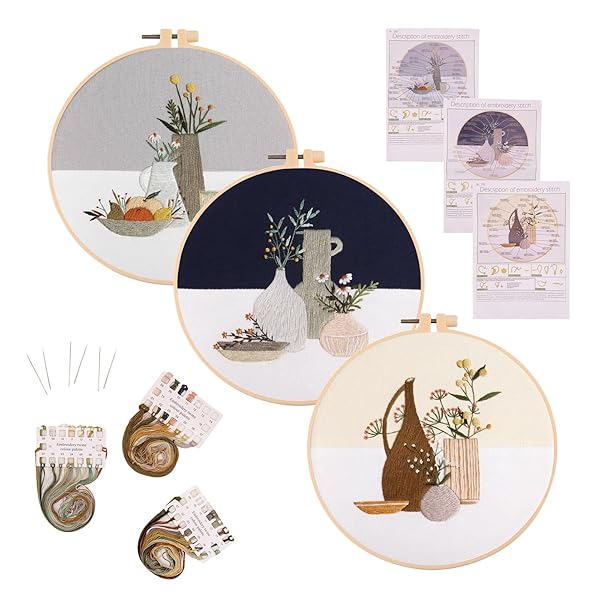 刺繍キット 初心者 セット ししゅうキット 刺しゅう クロスステッチ 手作り DIY刺繍工具 刺繍 枠 20CM1..