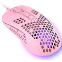 383超軽量有線ゲーミング/オフィス用マウス、軽量ハニカムケース、4RGB呼吸バックライト、2400DPI 調整可能、Win10/XP/Mac/Air/HP/Acer対応USB光学式コンピューターマウス 日本語説明書(ピンク)(2)