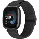 伸縮性のある編組バンド Fitbit Versa 3/Versa 4/Sense 2/Sense 女性男性、調整可能なストレッチ ナイロン ブレスレット ソロ ...