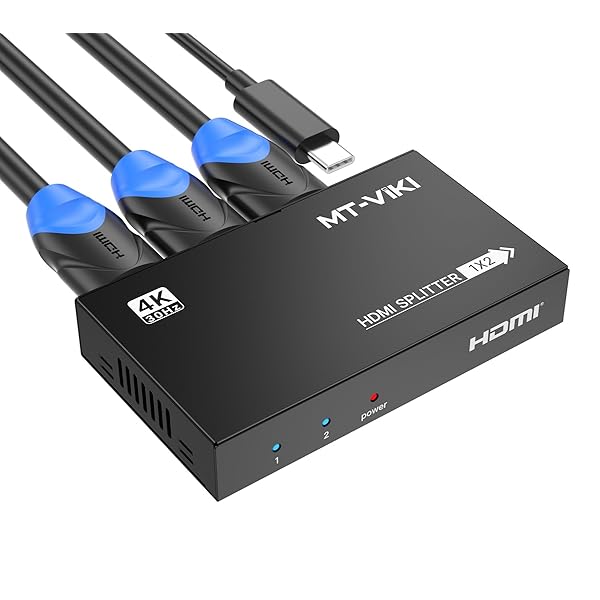 最新4K HDMI 分配器 1入力2出力、デュアルモニター用1x2スリムパワードHDMIスプリッター、4K@30Hz、PS4 Fire Stick HDTV用複製/ミラー