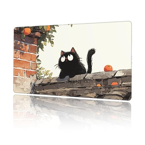 マウスパッド 大型 ゲーミング 黒 猫 アニメ ネコ マウスマット デスクマット 特大 おおきい キーボードパッド ゴム底 エレコム 光学式 マウス対応 滑り止め 耐久性 良い おしゃれ かわいい 防水 サイバーカフェ オフィス最適 適度な表面摩擦