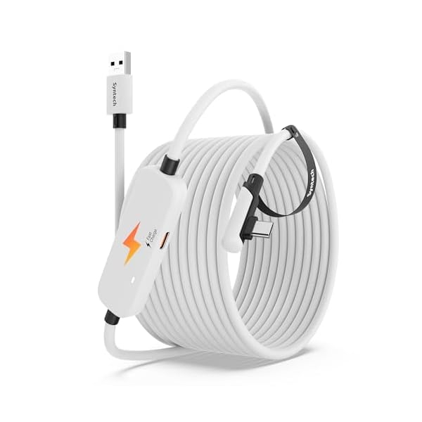 リンクケーブル 6M 充電付き、Meta Quest 3S/Quest 3/Quest 2/Pico 4 に対応、別の充電ポート付き VR リンクケーブル、USB 3.0 から Type C コード ライト PC/SteamVR 用