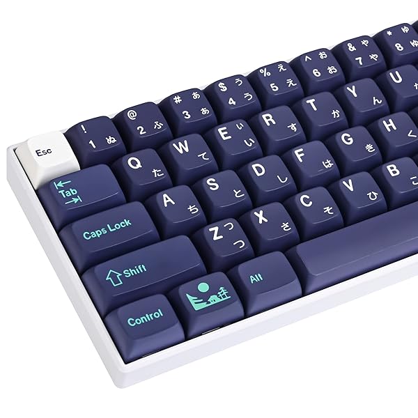 XDAプロファイルPBTキーキャップ60％、83キーカスタムゲーミングキーキャップANSI USおよ昇華型Cherry Gateron MXスイッチメカニカルキーボード(Blue moon)